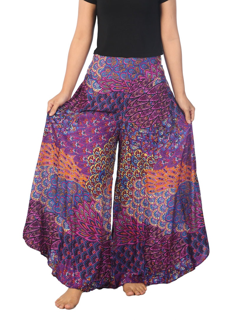 Handmade boho wide leg trousers for yoga and summer relaxation