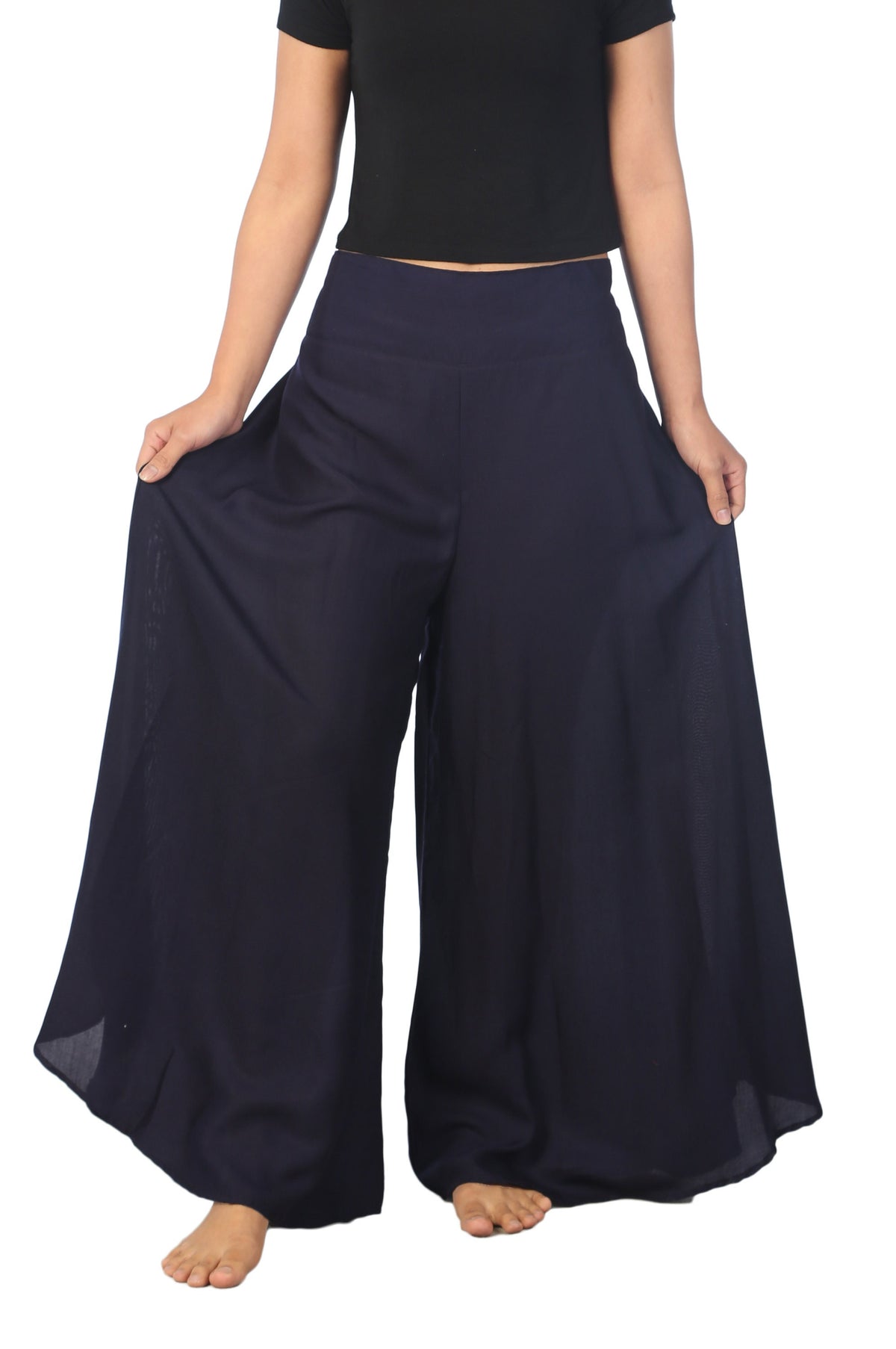 Handmade Thai wide leg trousers for women in soft breathable rayon