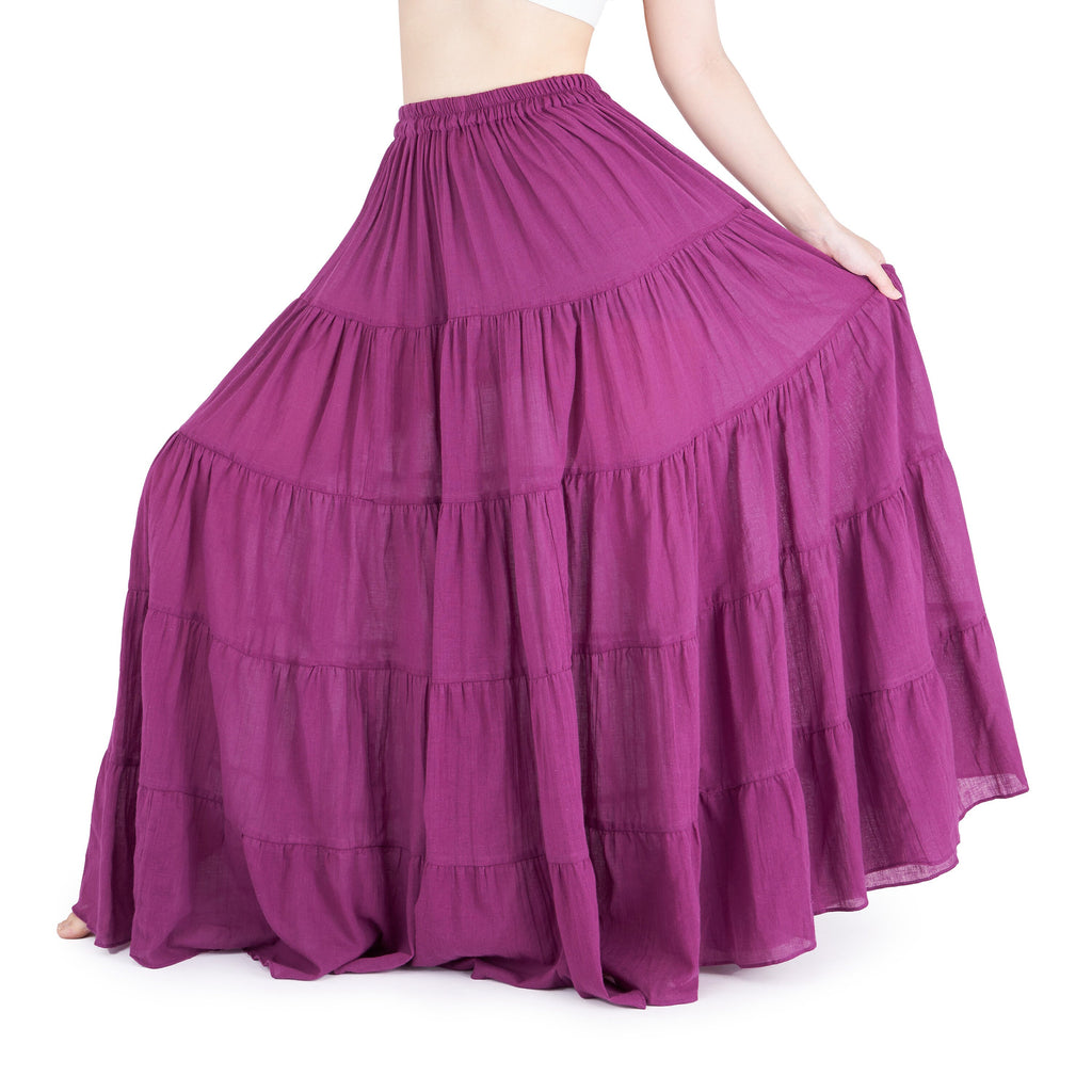 Flowy gypsy skirt in light purple, handmade plus size summer clothing