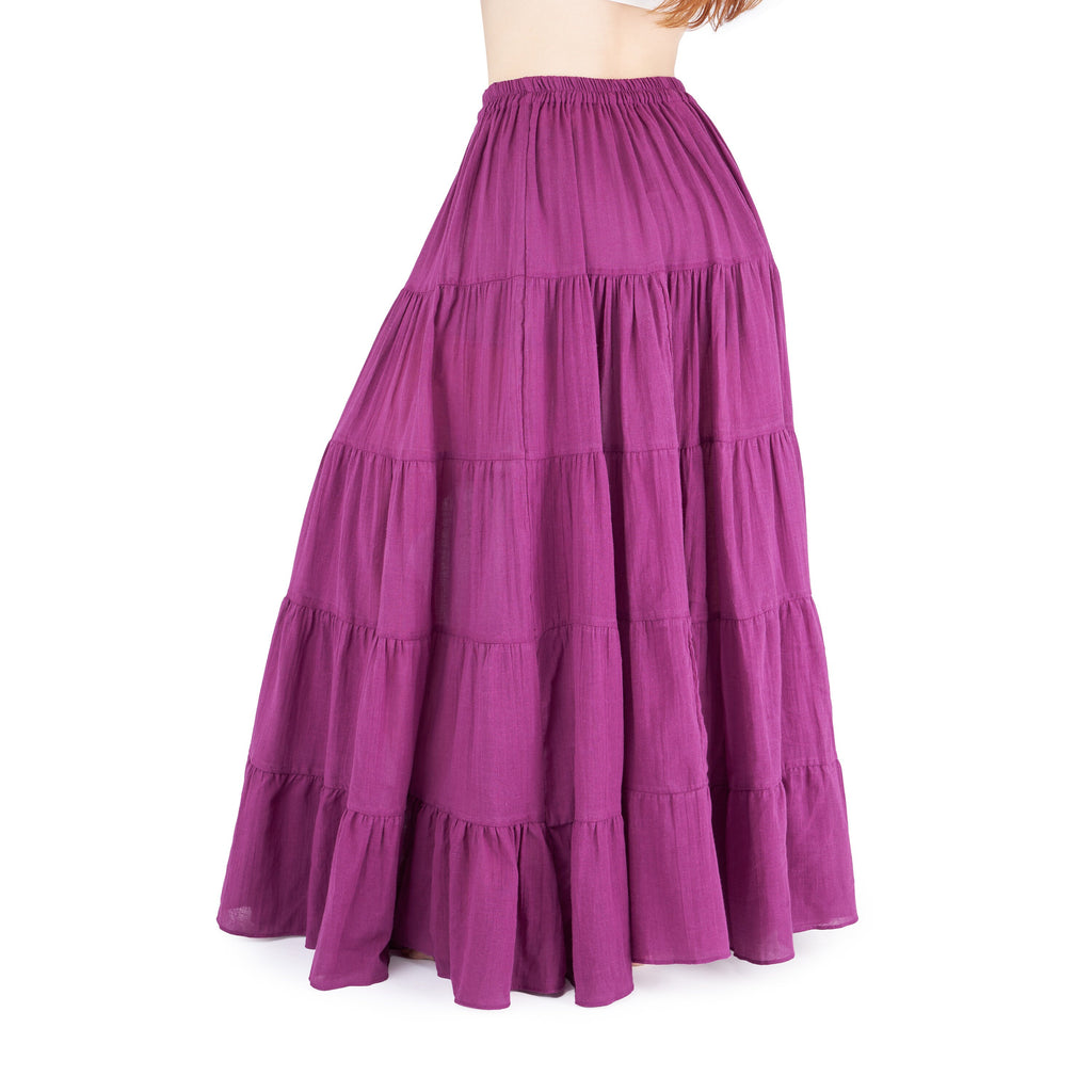 Handmade purple boho skirt, flowy cotton tiered skirt for summer
