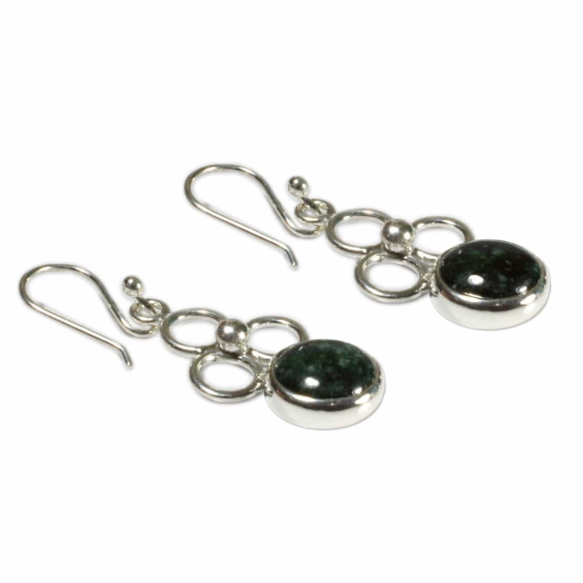 Handcrafted Women's Sterling Silver Dangle Jade Earrings - Trinity of Faith