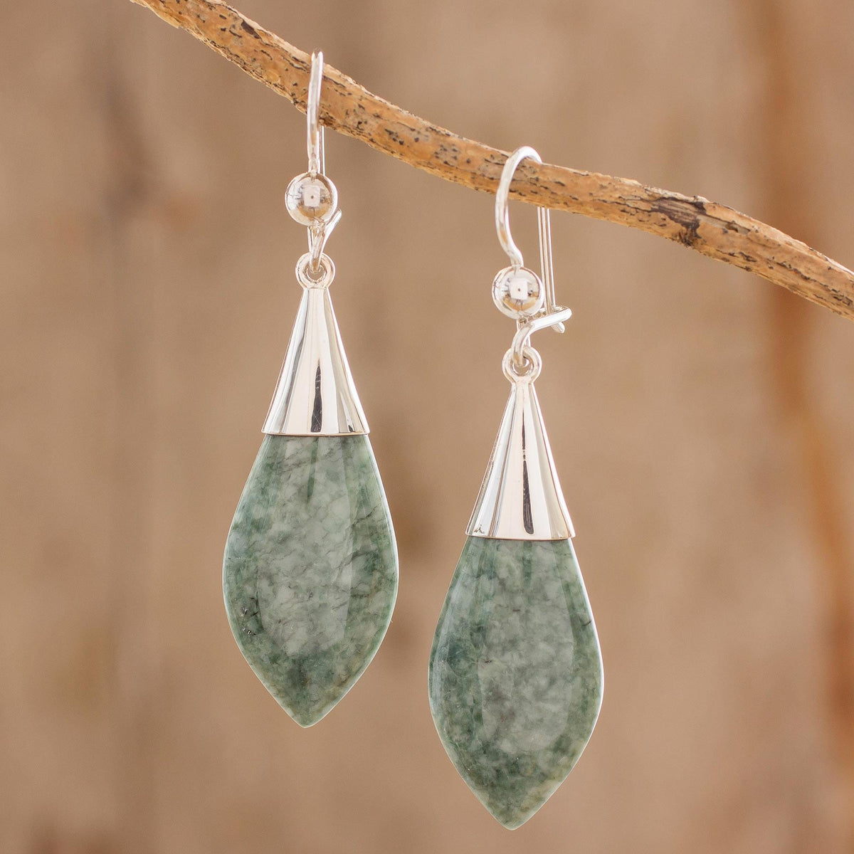 Handmade Jade Dangle Earrings - Maya Lance of Afterlife