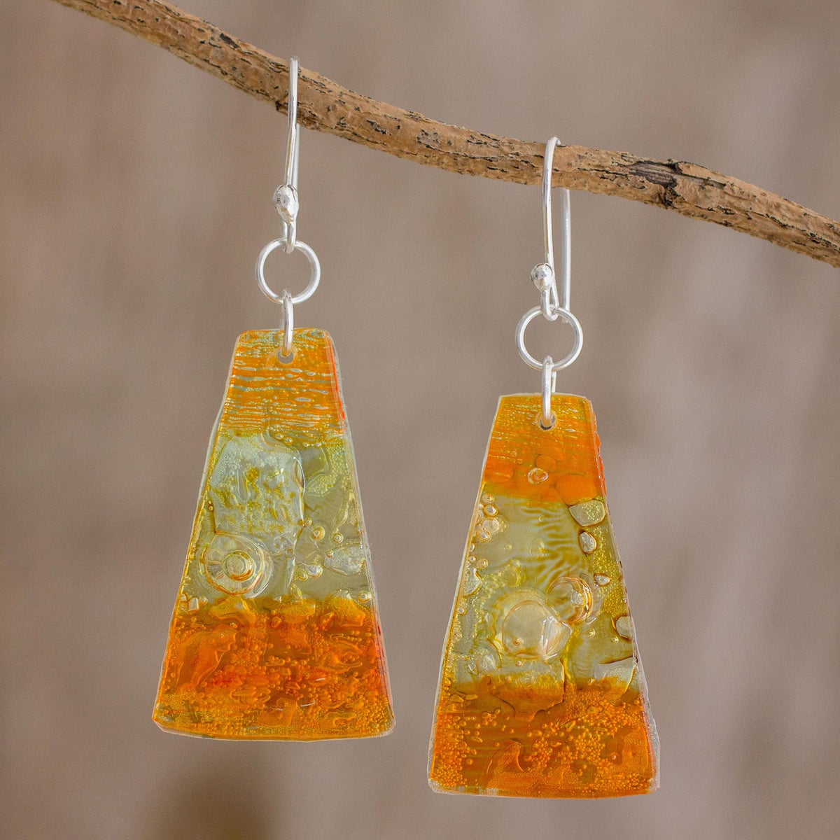 Artisan Crafted Recycled CD Hook Earrings from Guatemala - Rising Sun