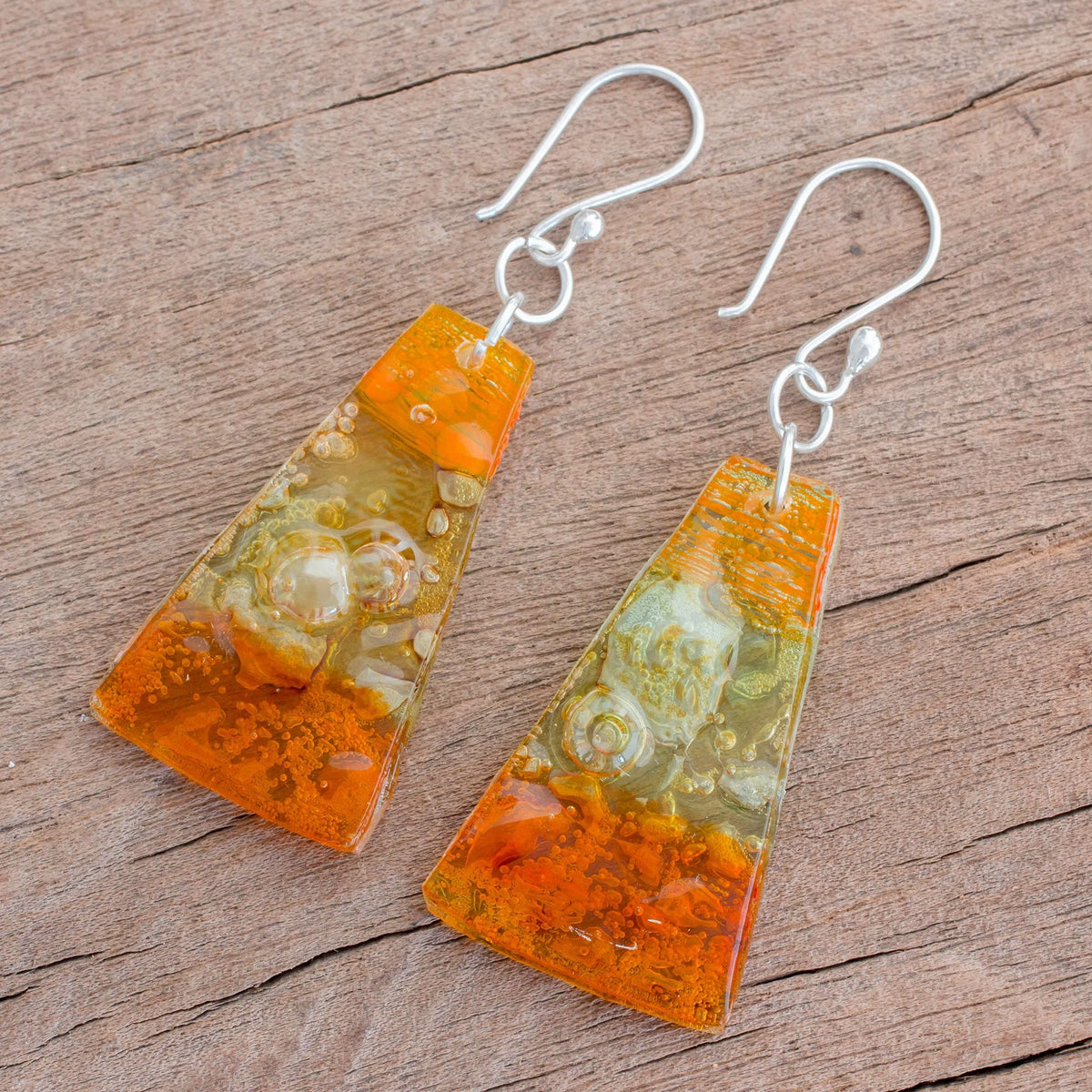 Artisan Crafted Recycled CD Hook Earrings from Guatemala - Rising Sun