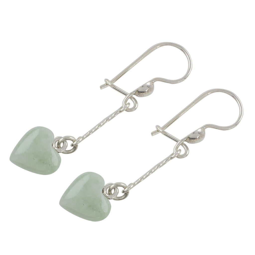 Heart-Shaped Apple Green Earrings from Guatemala - Apple Green Spirals of Love