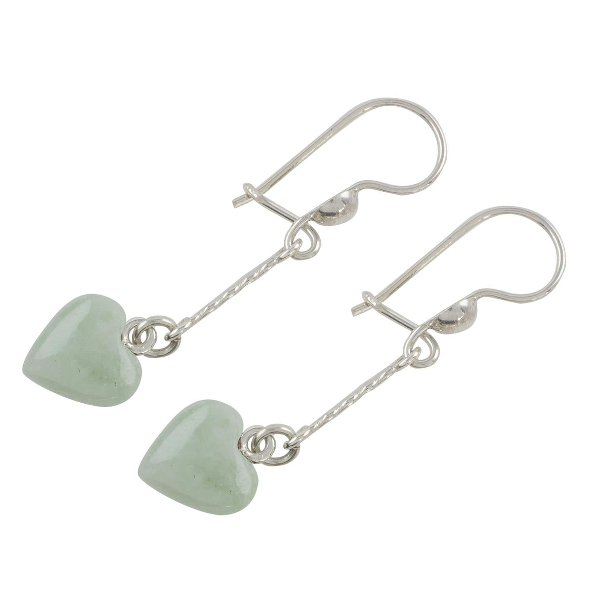 Heart-Shaped Apple Green Earrings from Guatemala - Apple Green Spirals of Love