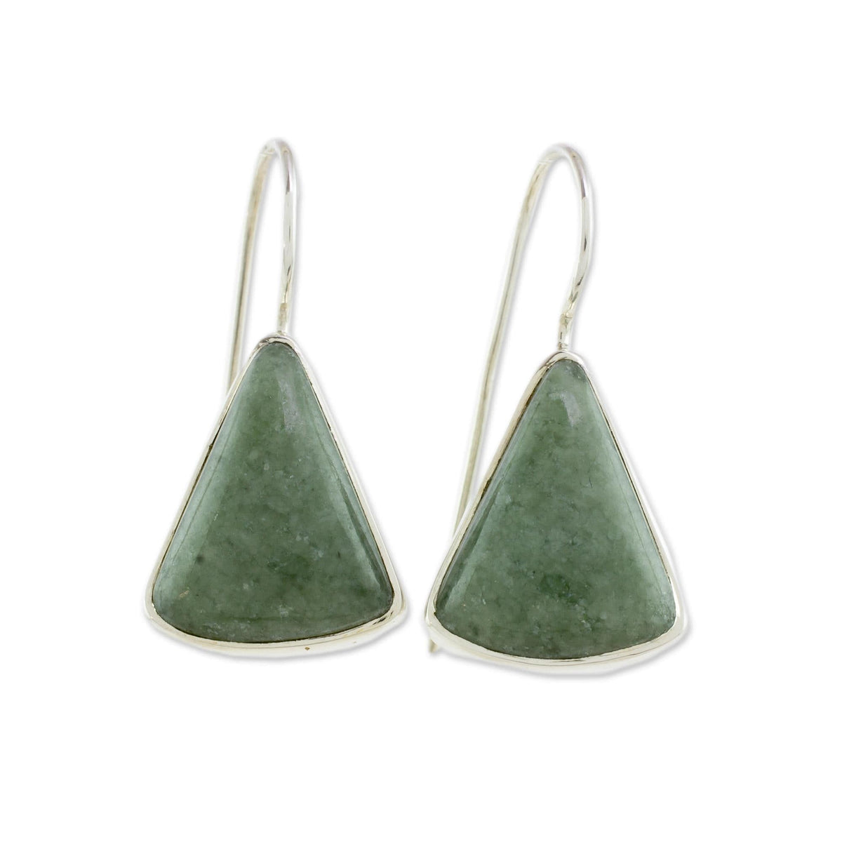 Apple Green Triangular Jade Earrings from Guatemala - Apple Green Mayan Triangles