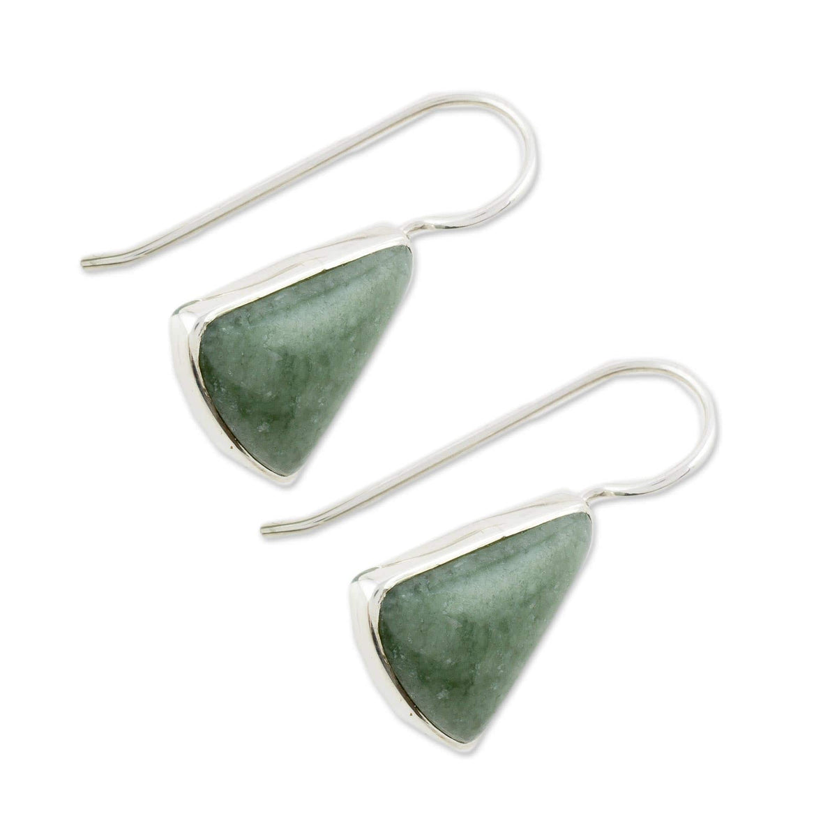 Apple Green Triangular Jade Earrings from Guatemala - Apple Green Mayan Triangles