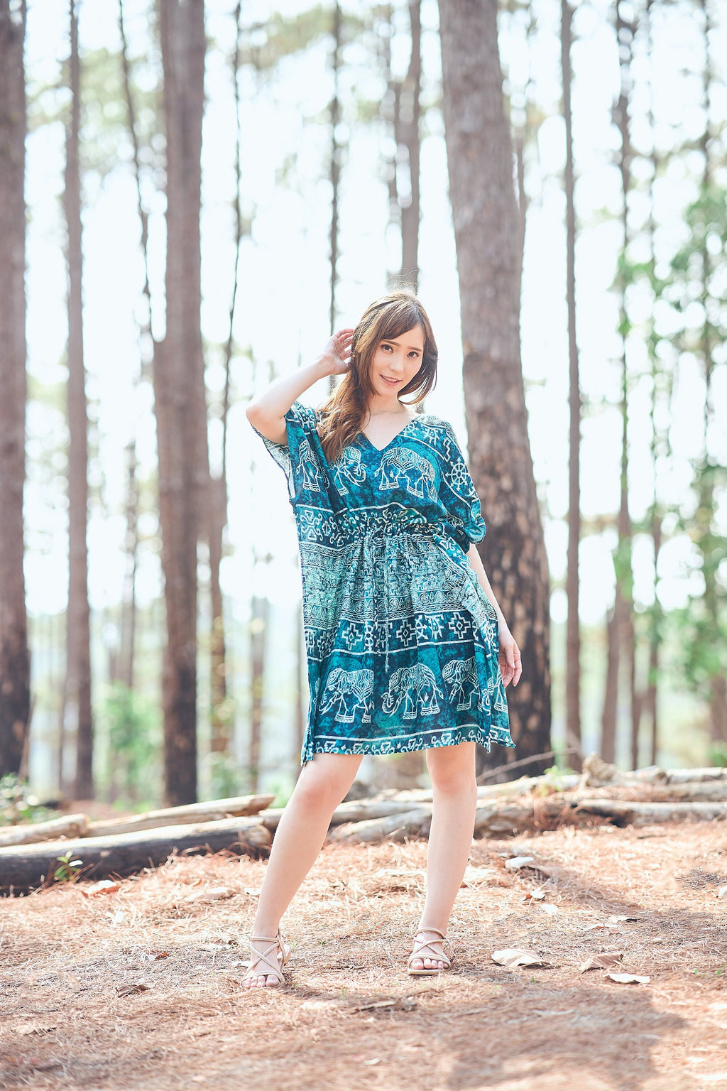 Rayon boho dress for women in vibrant tribal pattern, perfect festival wear
