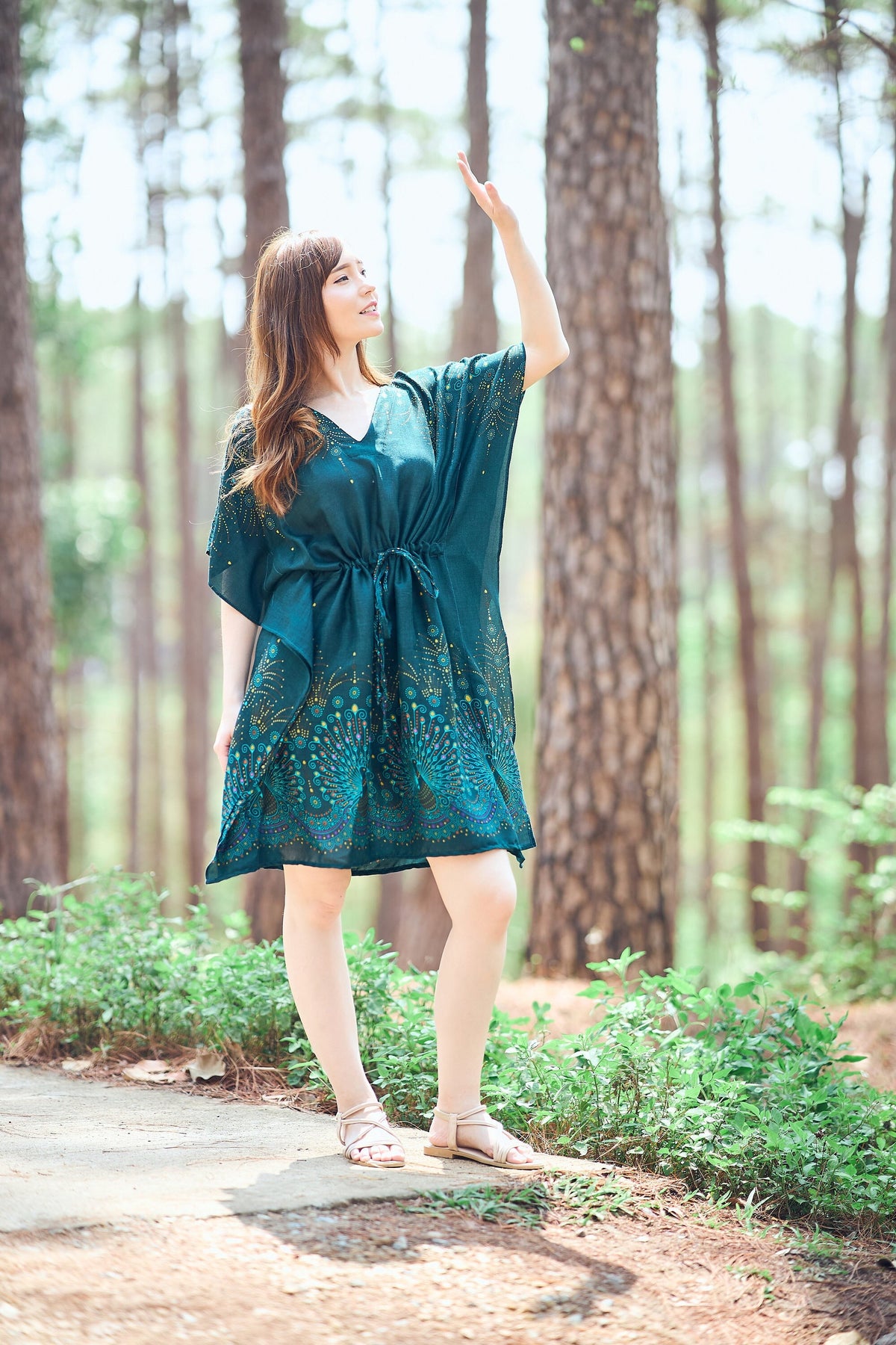 Rayon boho top in vibrant bohemian pattern, one size fits all