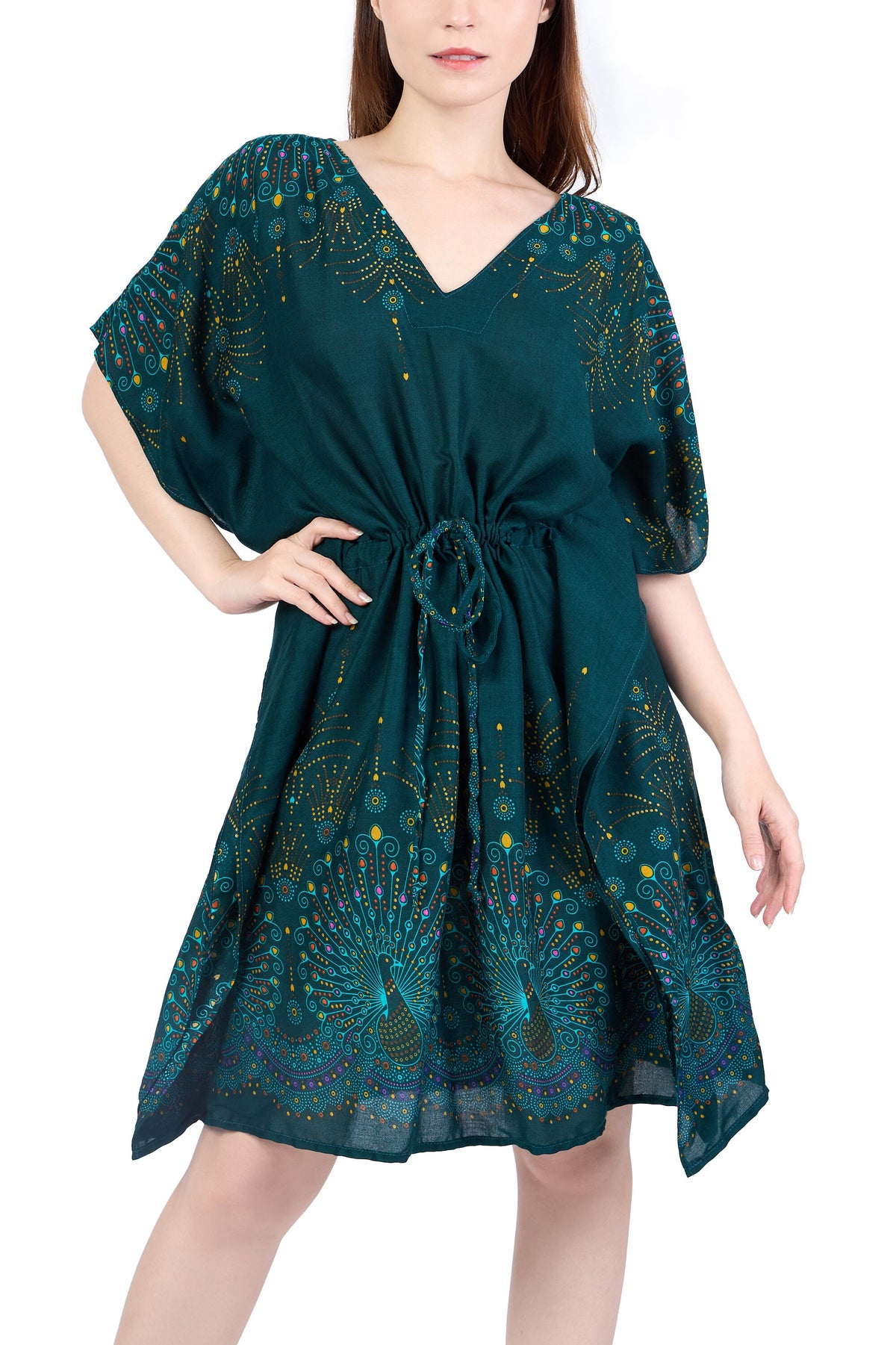 Women's bohemian top styled as hippie dress for summer parties