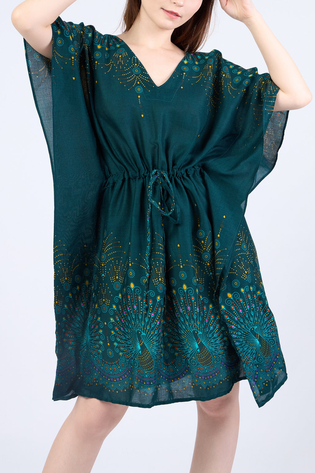 Versatile rayon top worn as T-shirt with relaxed flattering fit