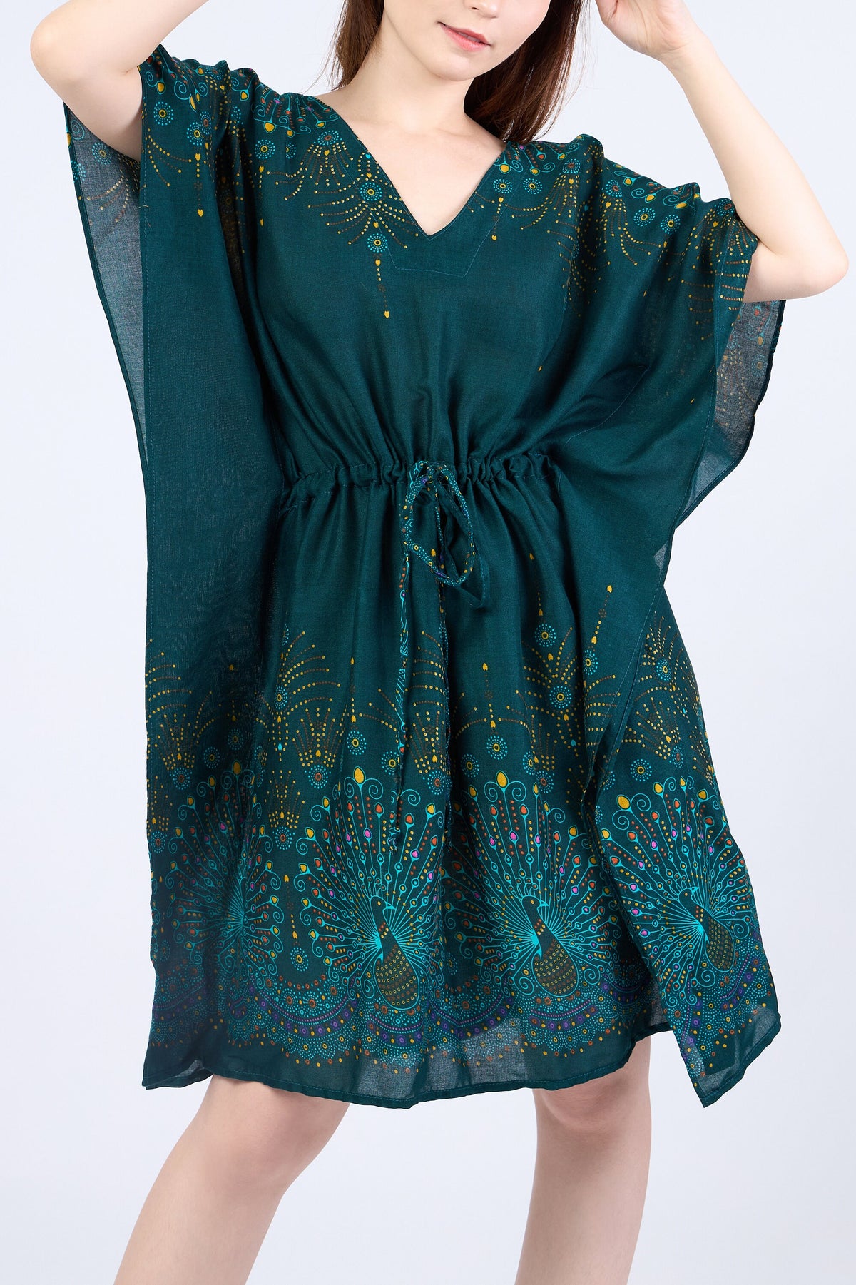 Versatile rayon top worn as T-shirt with relaxed flattering fit