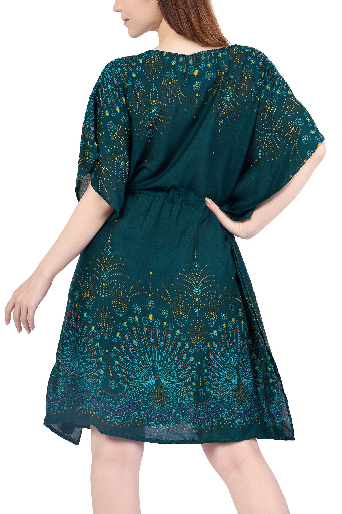 Flowy rayon kimono cover-up for swimwear, bohemian style