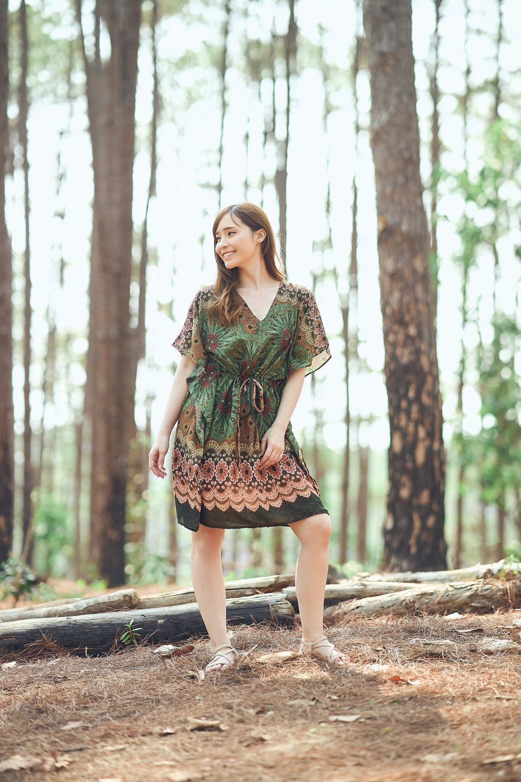 Rayon boho top for women in vibrant bohemian pattern, one size kaftan tunic