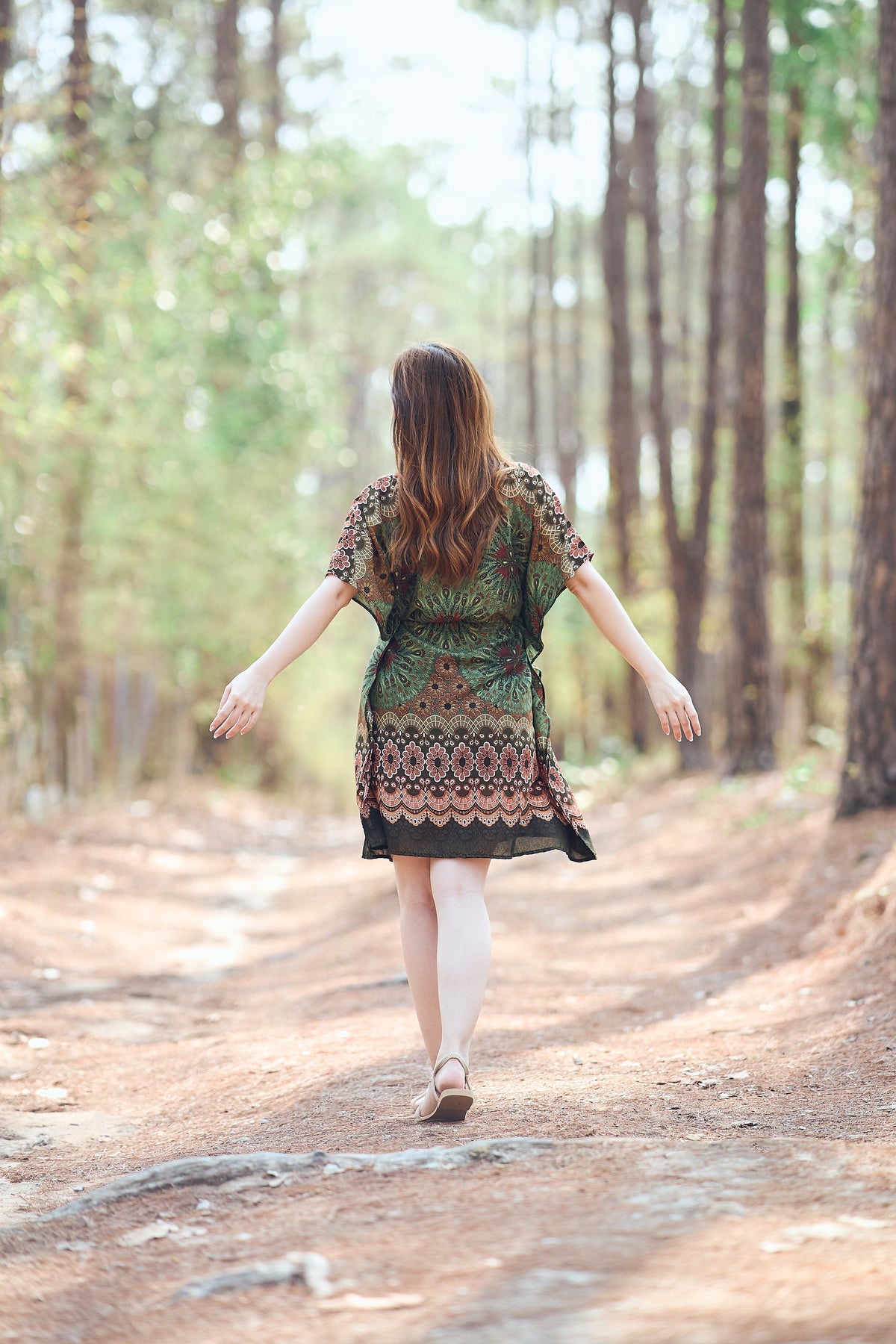 Versatile kaftan tunic top worn as a beach cover-up, lightweight rayon