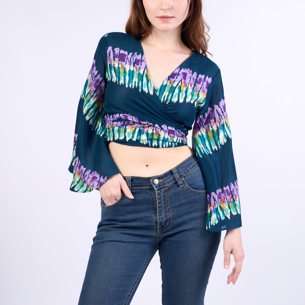 Handmade bohemian wrap top with versatile front or back tie