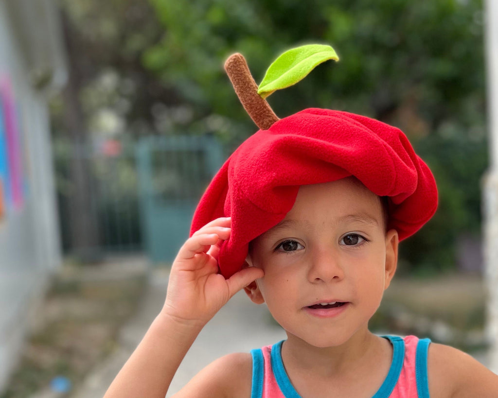 Red apple hat Halloween beret costume accessory for kids and adults