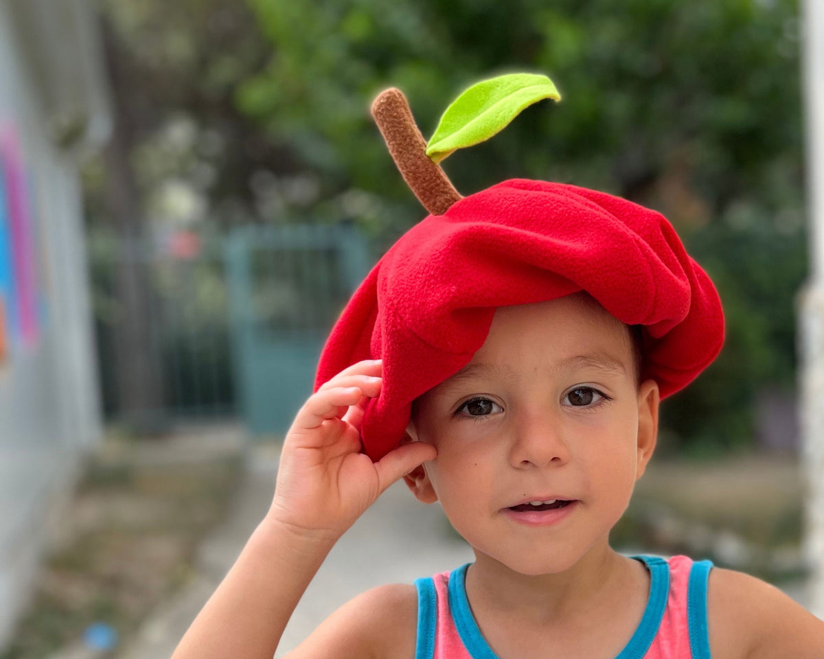 Red apple hat Halloween beret costume accessory for kids and adults