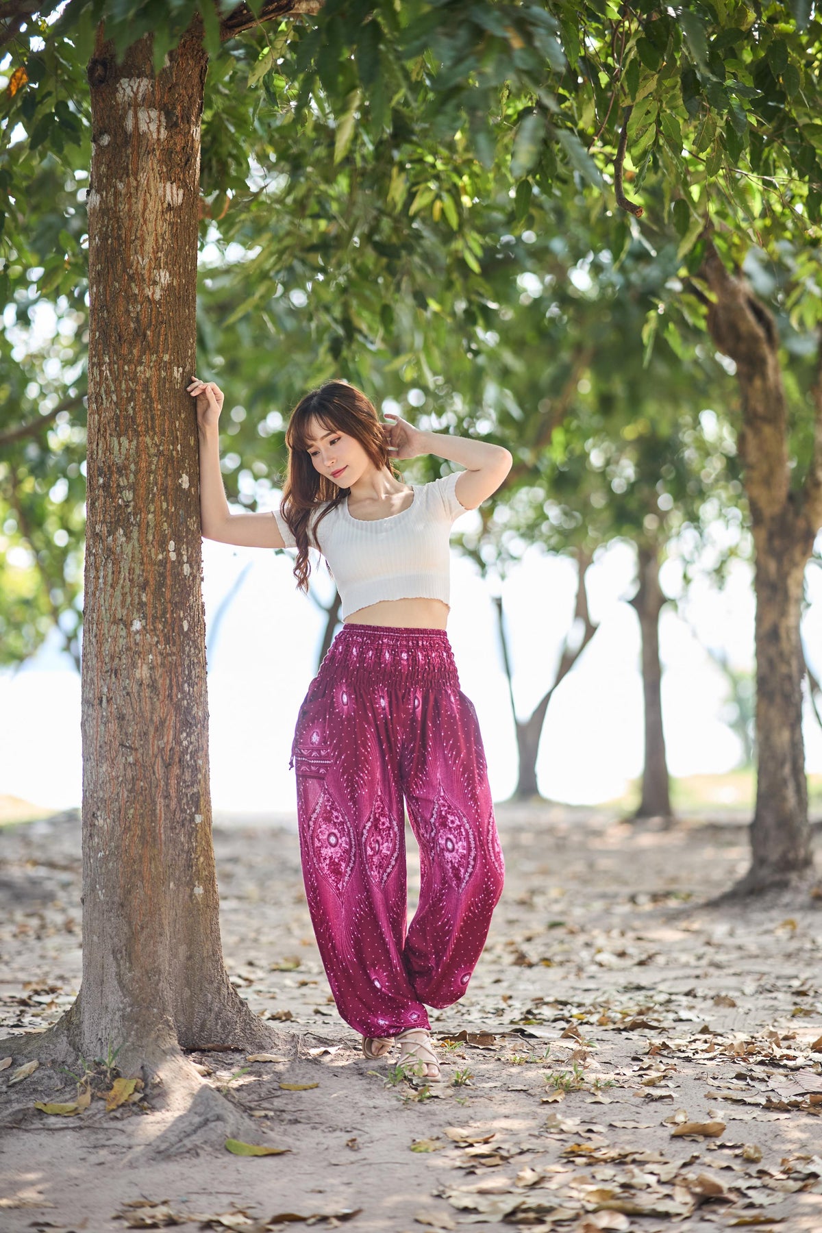 Red harem pants for women handmade boho style
