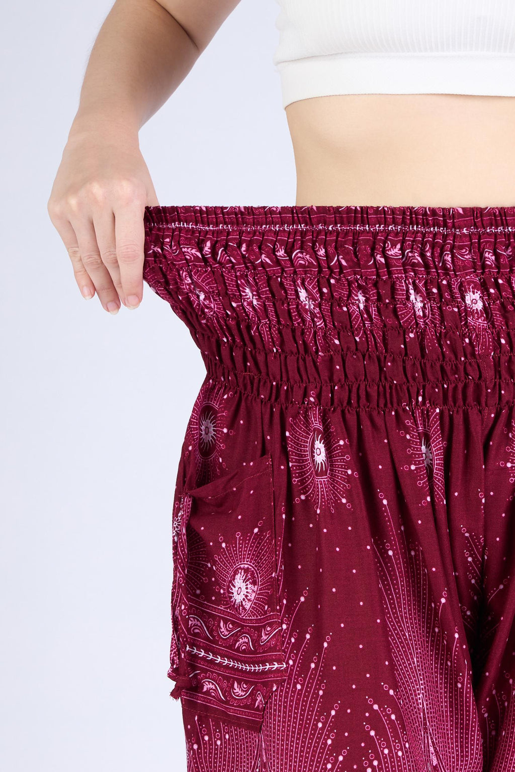 High waisted red hippie pants for yoga and travel