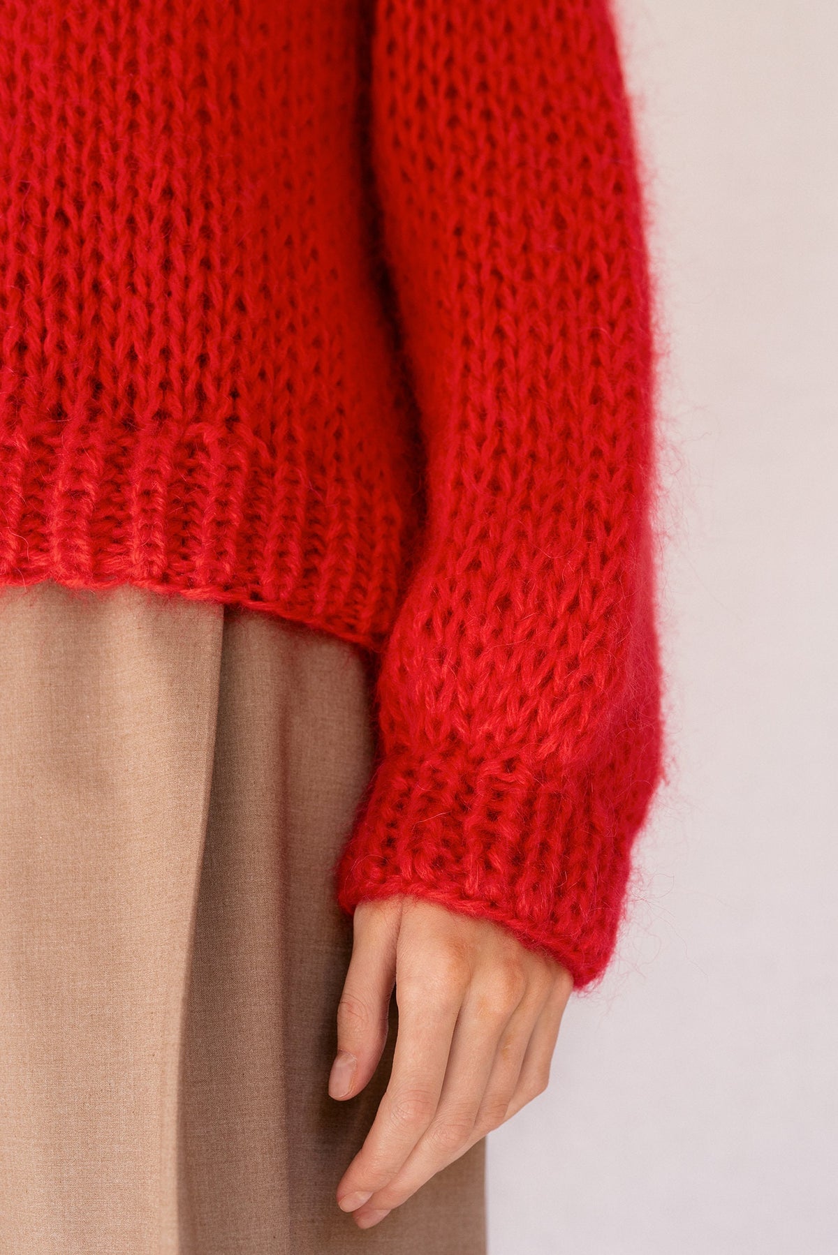 Relaxed fit mohair jumper with raglan balloon sleeves