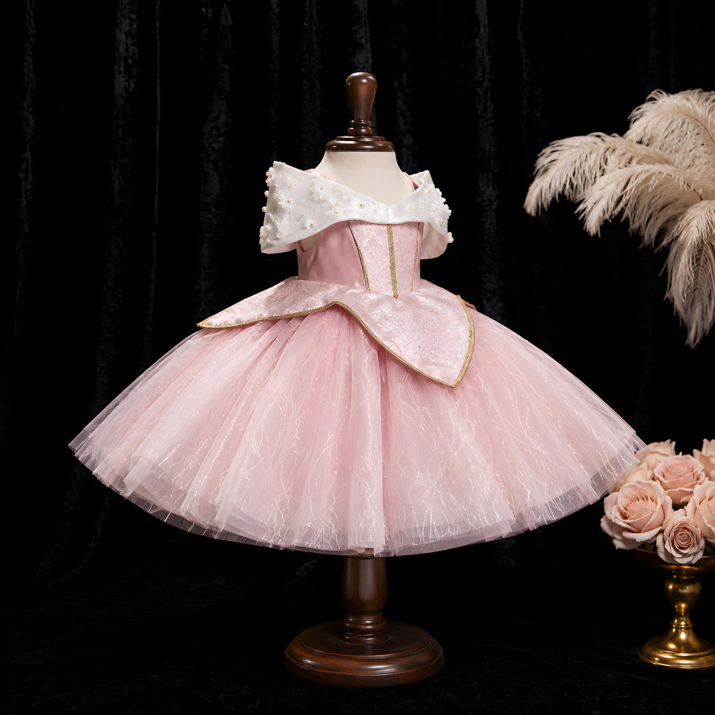 Sparkling pink tulle ball-gown skirt with shimmer threads for twirling