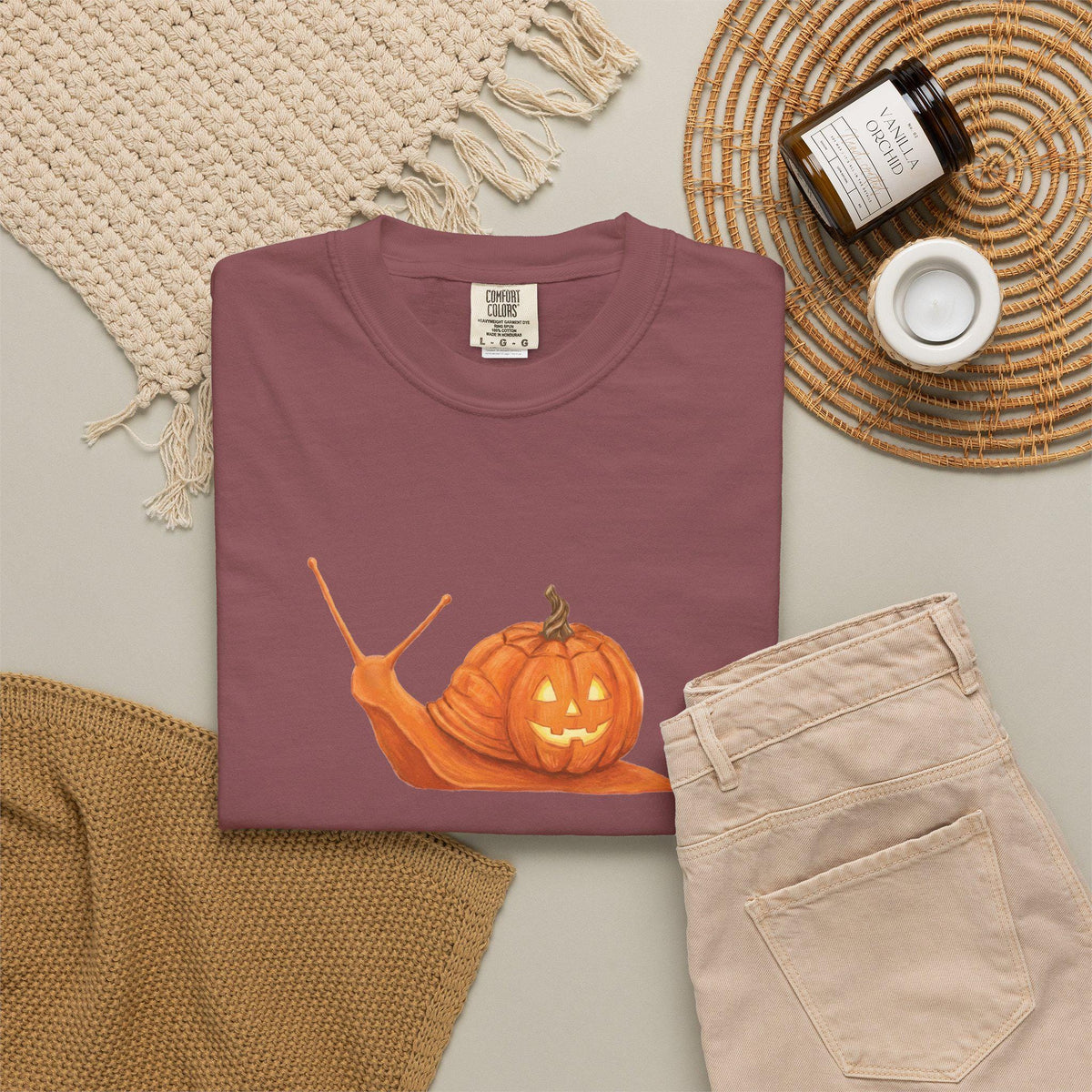Cute jack o' lantern snail tee for fall season