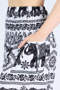 Handmade elephant print rayon pants with pockets and elastic ankles