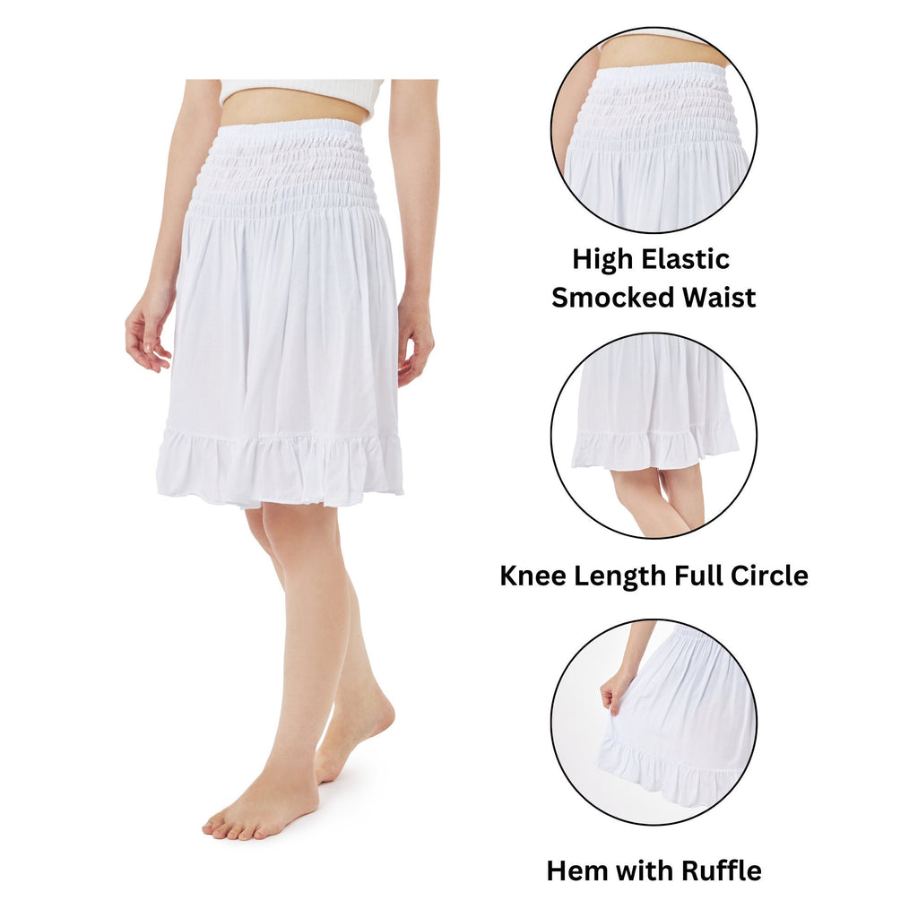 Handmade white skater skirt knee length for women