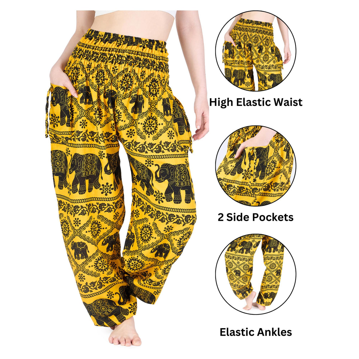 Hippie lady trousers with adjustable waist and pockets